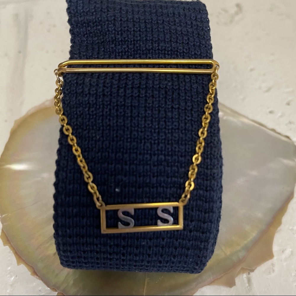 Vintage Swank Tie Clip and Chain -Monogrammed SS